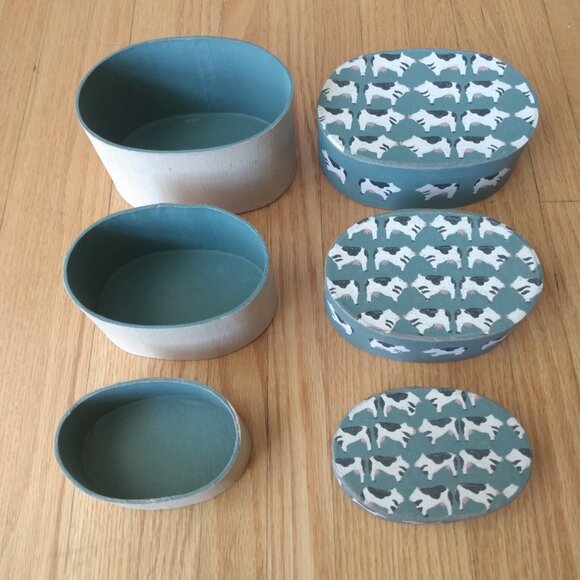 Vintage Nesting Shaker Boxes Hand Painted Cows Country Farmhouse Decor - Picture 5 of 12